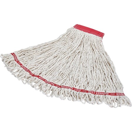Rubbermaid Commercial Wet Mop, 4-ply Blend, 5" Headband, Large, 24oz WE, PK 6 RCPC15306WH